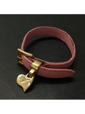 Miu Miu Pink Leather Heart Charm Bracelet